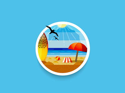 Summer Badge 2 badge beach holidays icon illustration sea summer sun surf texture trip vacances