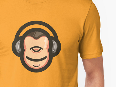 Music In The Ear Shirt character dj for goods illustration man monkey music play sale shirt sticker