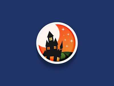 Halloween Badge badge design ghost halloween house illustration landscape moon pumpkin space star witch