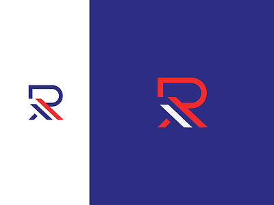 R Monogram 2 blue brand design graphic logo mark monogram r red