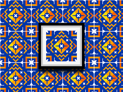 Oriental Pattern Iv A bathroom blue colorfull design flat geometric illustration minimalist oriental pattern red