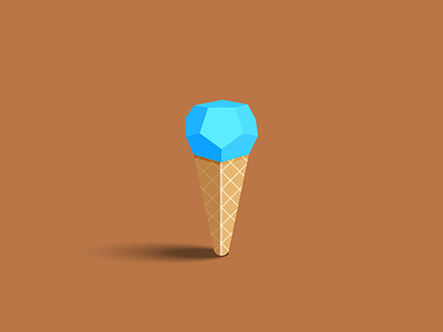 Ice Cream Flat cold cream glass ice illustration low poly realistic texture