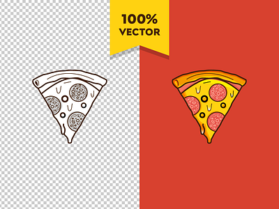 Pizza Illustration bar clean color editorial illustration monochrome pizza restaurant sale vector web