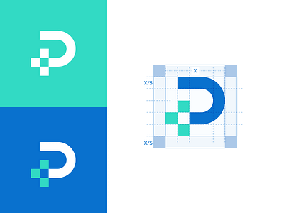 Plus + clean corporate design identity initial logo minimalist p plus