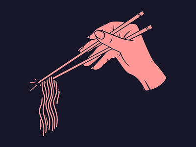 Ramen Fingers chop sticks hand illustration ramen