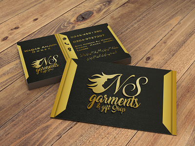 NS Garments and Gift Shop business card creative colorful geometric graphic design unique logo design visitingcard