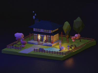 Little Lowpoly House - Night