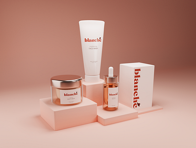 Blanche Cosmetics - Packaging Mockup 3d design blender branding cosmetic logo cosmetic packaging design flat graphic design logo logo design package design package mockup packaging mockup