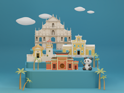 3D Miniature Macau 3d 3d art 3d design blender design graphic design landmark miniature travel