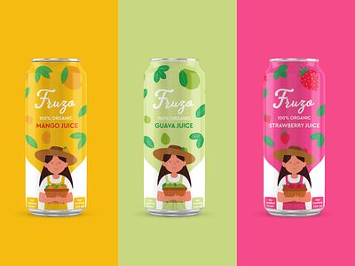 Fruzo - Fruit Juice Can Packaging branding can can design can packaging design fruit can fruit juice graphic design illustrator packaging design photoshop soda can