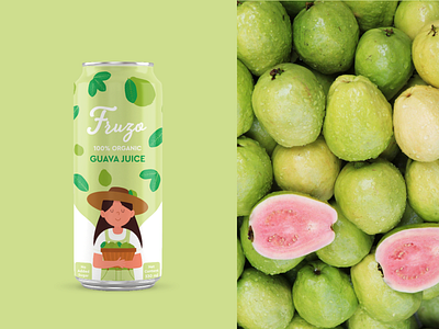 Fruzo - Guava Juice branding can design can packaging design graphic design guava guava juice guava juice packaging illustration juice packaging packaging packaging design