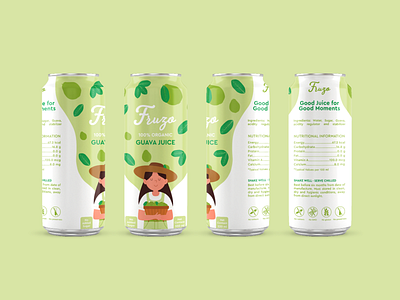 Fruzo - Guava Juice Packaging Design branding can can design can packaging design design graphic design guava guava juice guava juice packaging guava juice packaging design illustration juice packaging design packaging design