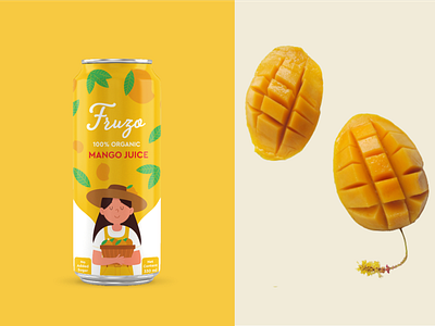 Fruzo - Mango Juice branding can can design can packaging design graphic design illustration juice packaging design mango mango juice mango juice packaging design packaging design