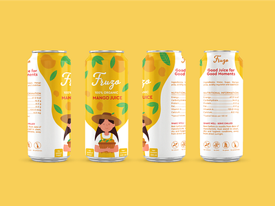 Fruzo - Mango Juice Packaging Design branding can can design can packaging design graphic design illustration mango mango juice mango juice packaging mango juice packaging design packaging design