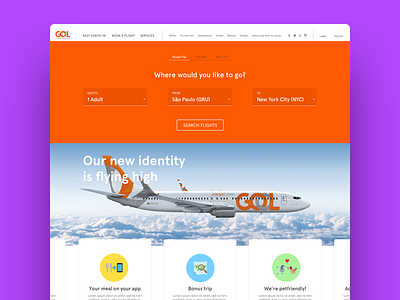 Home Screen redesign - Gol Linhas Aéreas cards flat flight gol identity redesign ui website