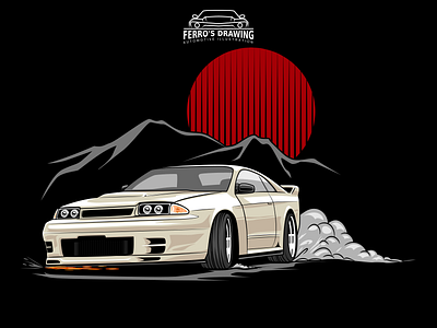 GT R32 drifting illustration