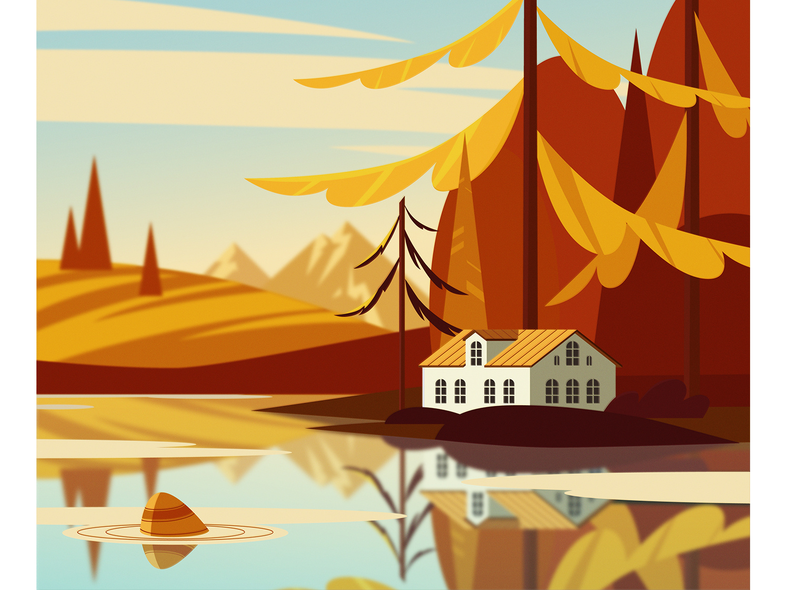 осенний пейзаж by Ekaterina Gushchina on Dribbble