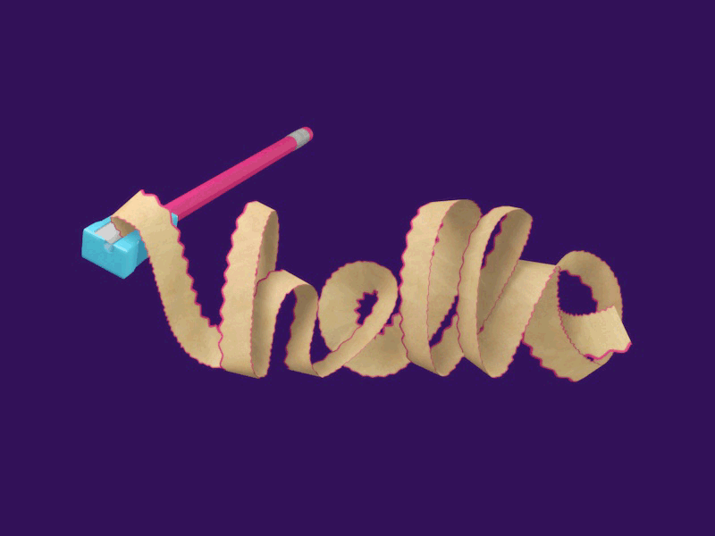 Hello! 3d animation cinema4d debut gif hello pencil sharpener