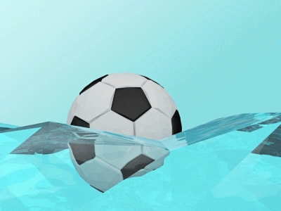 Floating ball 3d ball blue cinema4d float lowpoly soccer turbulence water