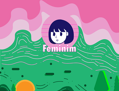 falt design feminim illustration