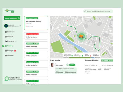 Logistics tracking dashboard design