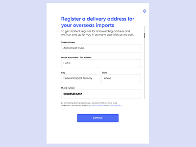 Logistics registration form