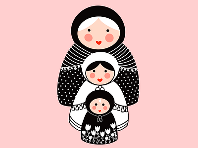 Three Generations of Matryoshka art design graphic art illustration illustrations illustrator