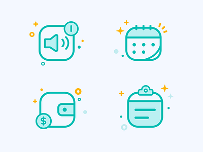 Some Icons app blue cute fashion green icons illustration lively ui yellow