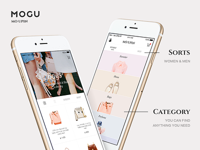 optimization of mogu app fashion illustrator phone ponk shopping ui ux