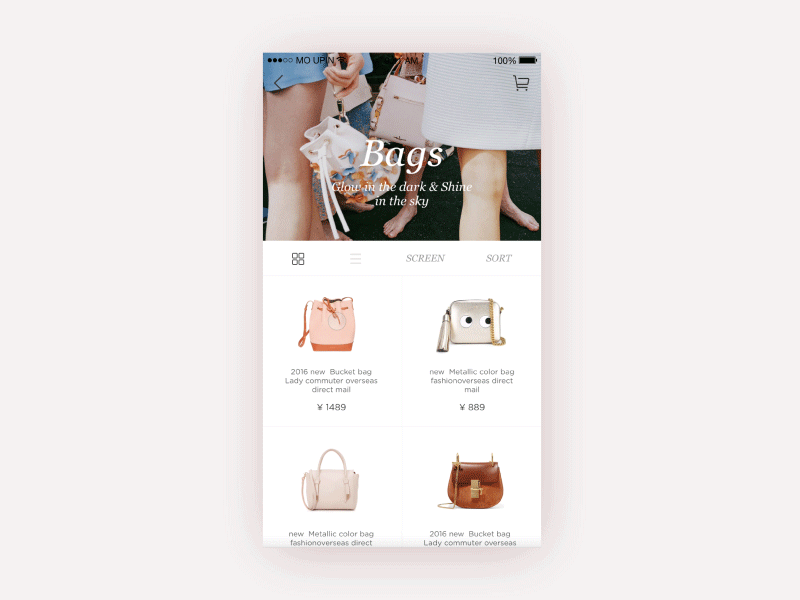 Product selecti animation app fashion pink ui ux