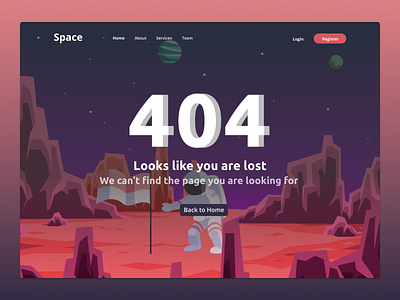 404 Page | Daily UI Challenge 008 (404 page) 404 404 error 404 page 404page daily daily 100 challenge dailyui error 404 error page space ui user experience ux ux ui ux design uxdesign uxui