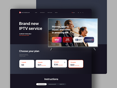 Landing page for IPTV service