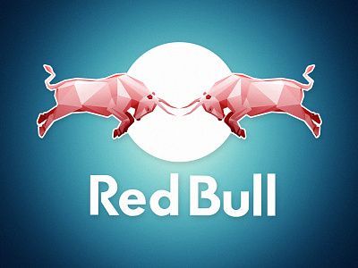 Redbull logo redesign bull drink energy logo lowpoly poly red redbull