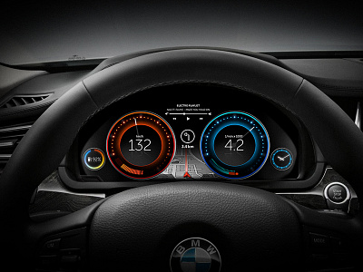 Speedometer Concept blue bmw car colors dashboard future gauges german knobs red