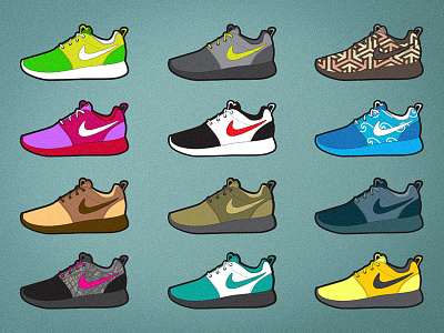 Nike Roshe color colors colorway icons illustrator nike roshe run runner swoosh trainers vector