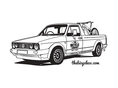 VW Caddy bicycle bike black branding caddy car illustration retro truck vector vw