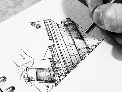 WIP - Titanic boat design drawing ink pen pencil sea ship sketch staedtler titanic wip