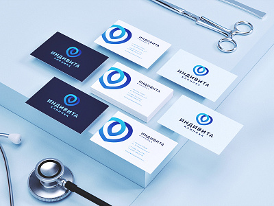 Indivita — Identity for clinic business card gradient heart identity logo loop stationery