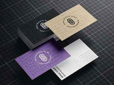 Olga Shul'ginova — identity for photographer branding business card dark grid identity logo logotype materials stationery typography