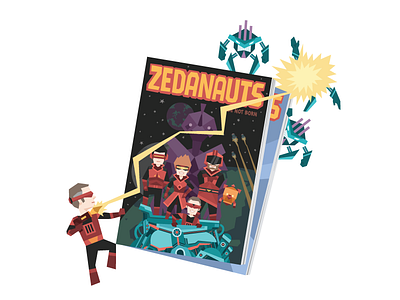 Zeda Labs Comic Book Promo Image alien bug comic book geometric laser machine retro robot space superbug superhero zeda labs