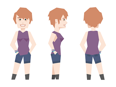 Quinn - CEO of Zeda Labs character character sheet comic female flat geometric polygon pose purple