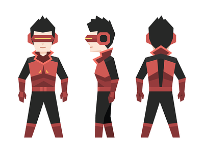 Patch - Henry's superhero alter ego black character futuristic geometric goggles illustration red superhero