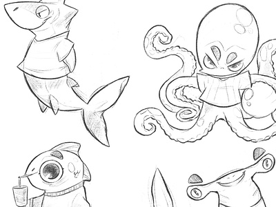 Sea Animals Sketches