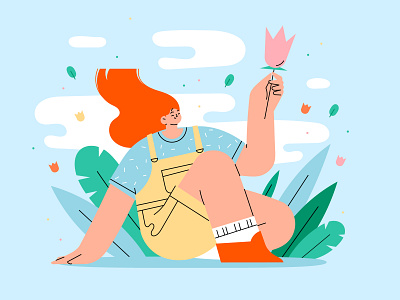 Spring girl characters flat girl illustration vector