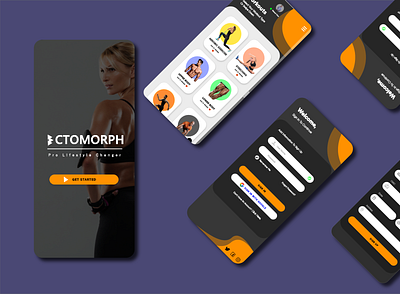 ectomorph gym app branding design illustration illustrator logo ui ui design uidesign ux ux design