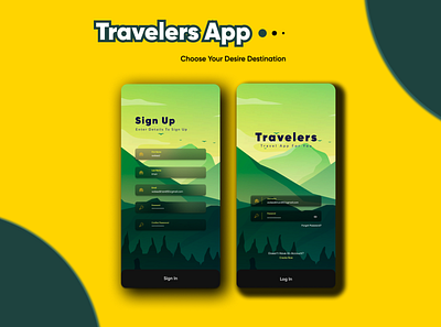 Travelers App branding design illustration logo ui ui design uidesign ux ux design vector