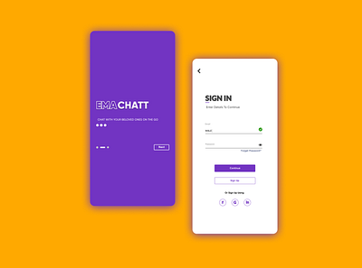 EMA CHATT messaging App Design branding design illustration logo ui ui design uidesign ux ux design vector