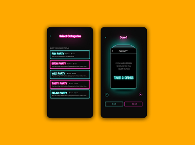 Truth And Dare Neon Gaming UI With Crystal Cards Designs branding design illustration logo ui ui design uidesign ux ux design vector