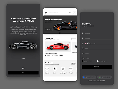 MWKB Luxury cars Mobile app Design