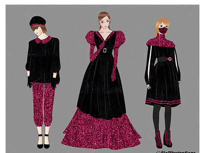 Spring 2021 Black-Pink Collection Fashion Illustration